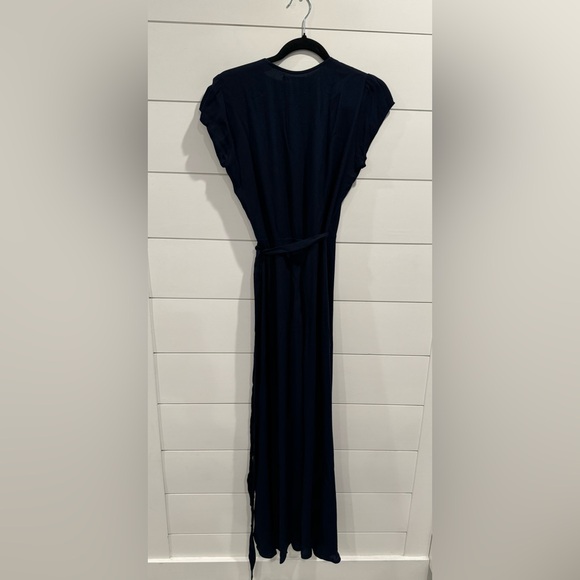 Reformation navy cap sleeve chamomile wrap dress - Picture 10 of 11